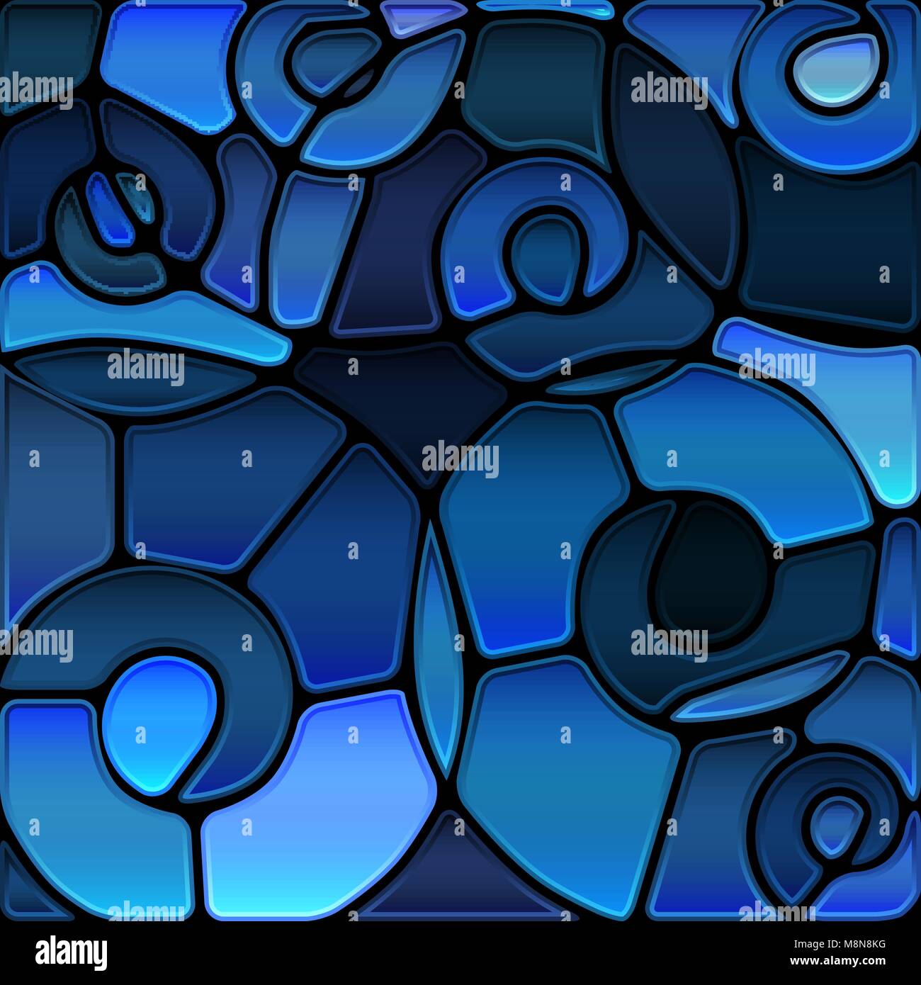 abstract vector stained-glass mosaic background - blue spirals Stock ...