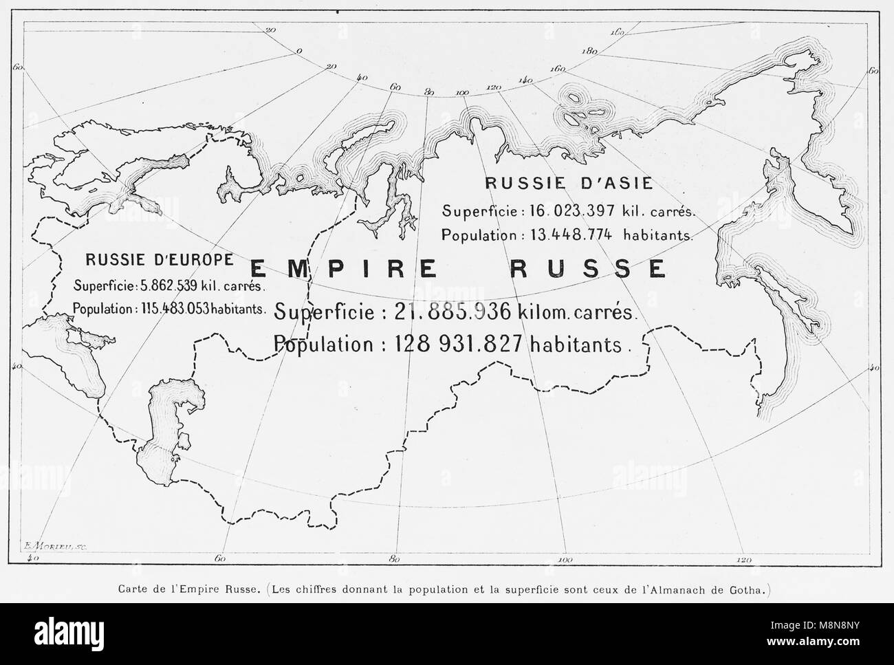 Map of the Russian Empire in 1900, Picture from the French weekly newspaper l'Illustration, 27th October 1900 Stock Photo