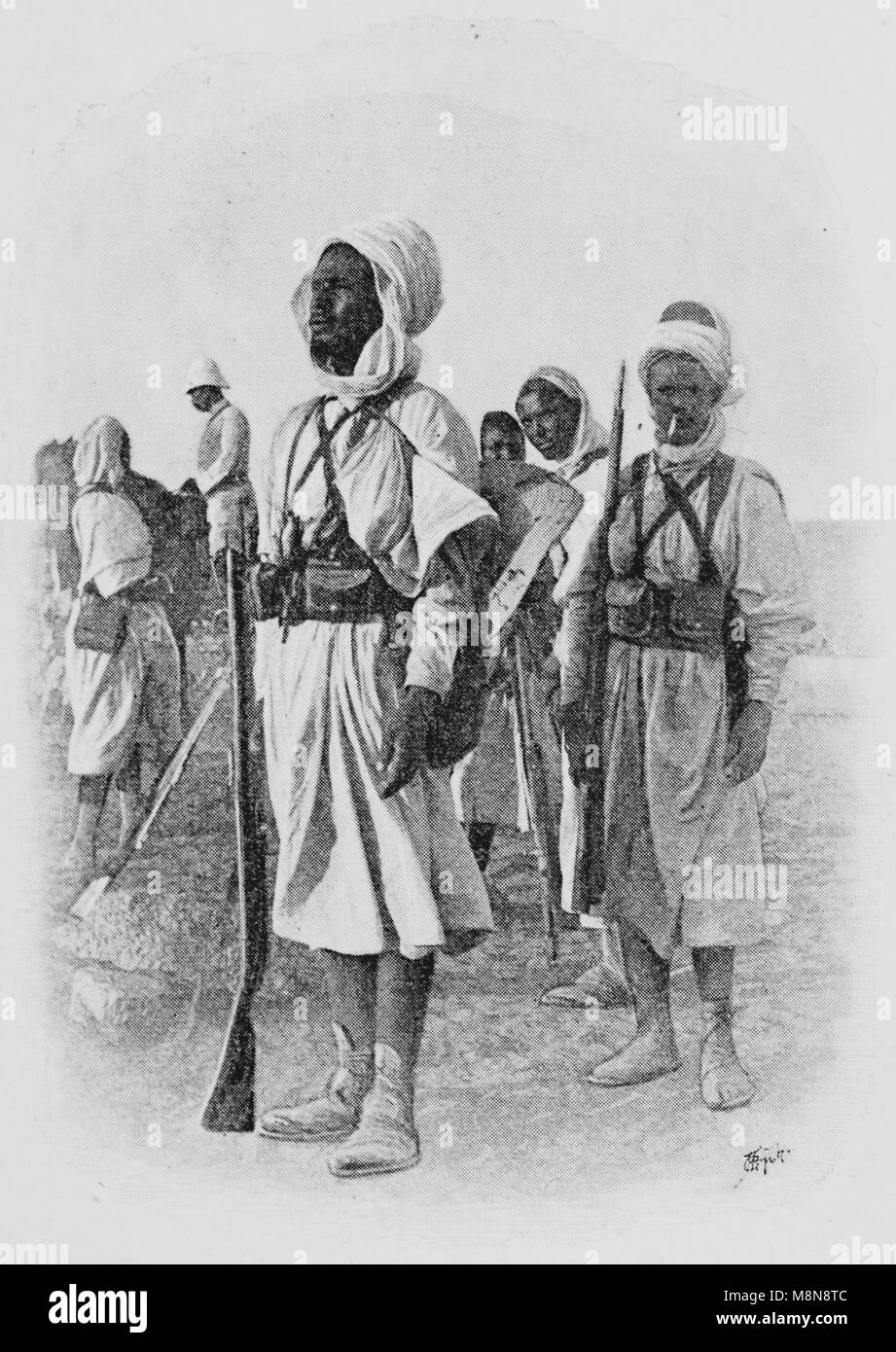 French Foureau-Lamy expedition in Chad in 1900, Targui participants, Picture from the French weekly newspaper l'Illustration, 9th September 1900 Stock Photo