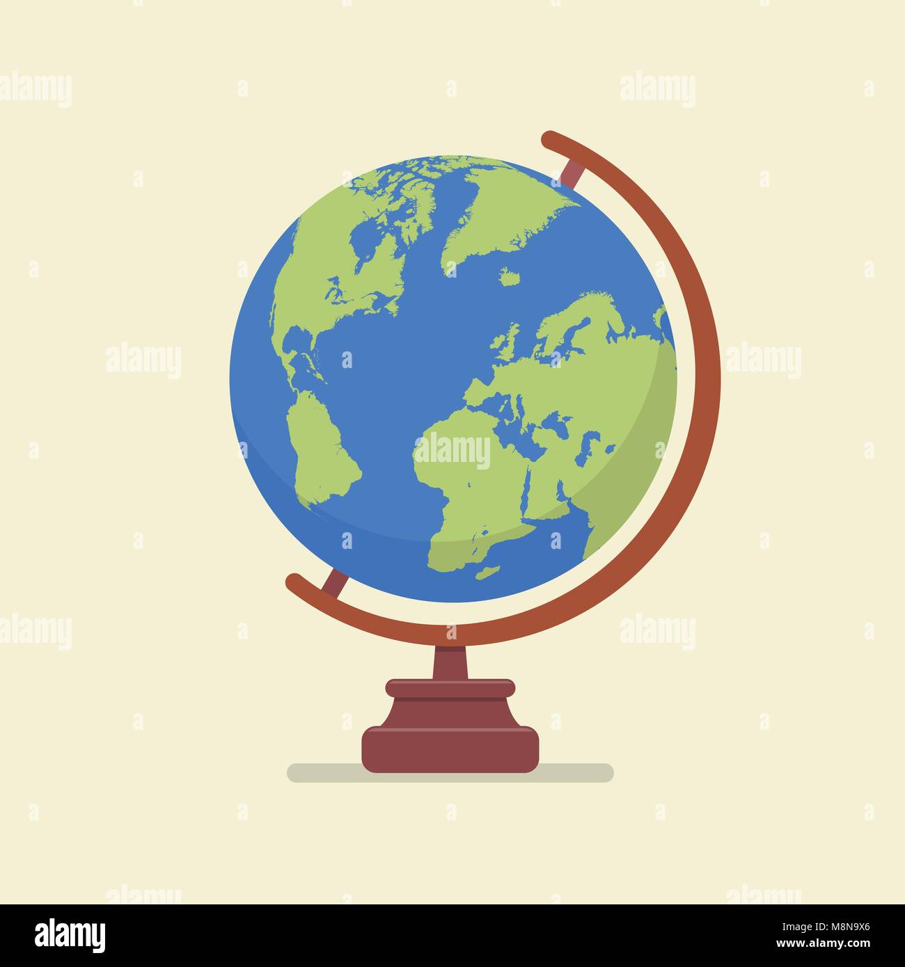 Earth globe model. Flat style vector illustration Stock Vector
