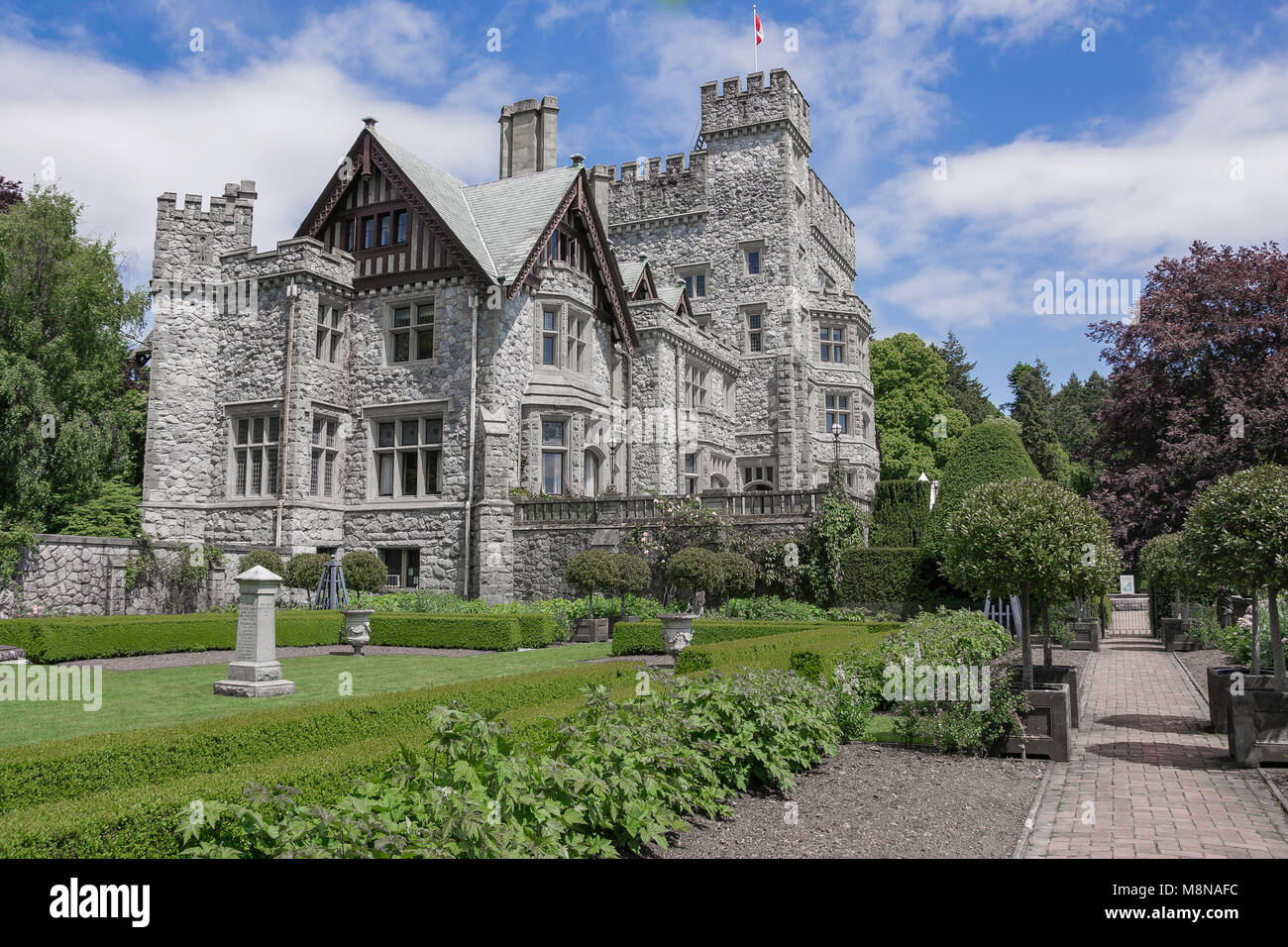 View of Hately Castle currently part of the Royal Roads University Stock Photo