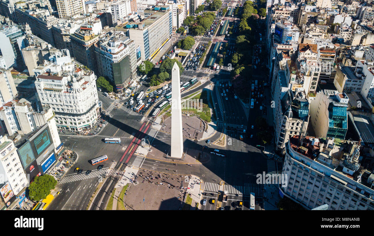 Obelisco de Buenos Aires or Obelisk of Buenos Aires, Buenos Aires, Argentina Stock Photo