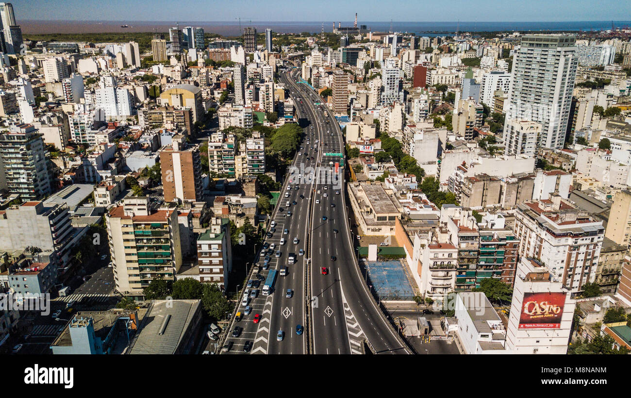 9 de Julio Avenue, Buenos Aires, Argentina Stock Photo