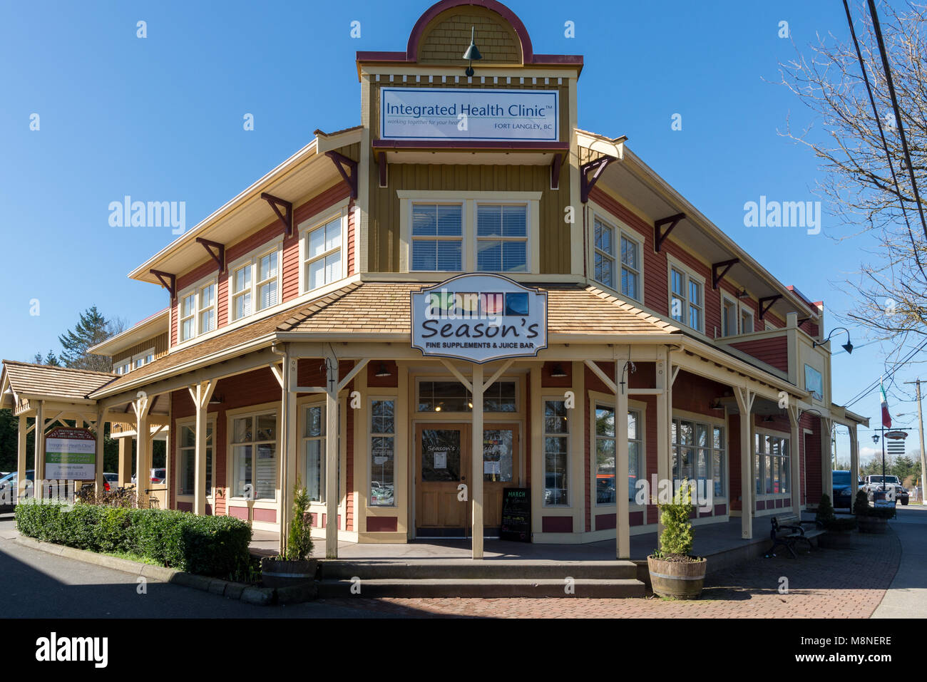 Integrated Health Clinic and Seasons Juice Bar in downtown Fort Langley, British Columbia. Stock Photo
