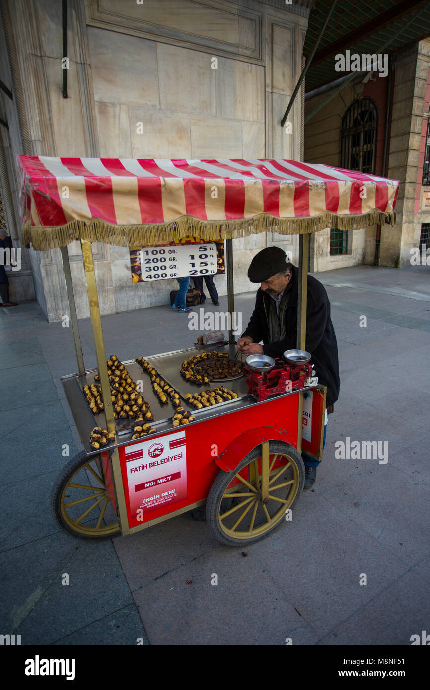 Roasted Chestnuts Street Stall Stock Photos & Roasted Chestnuts Street