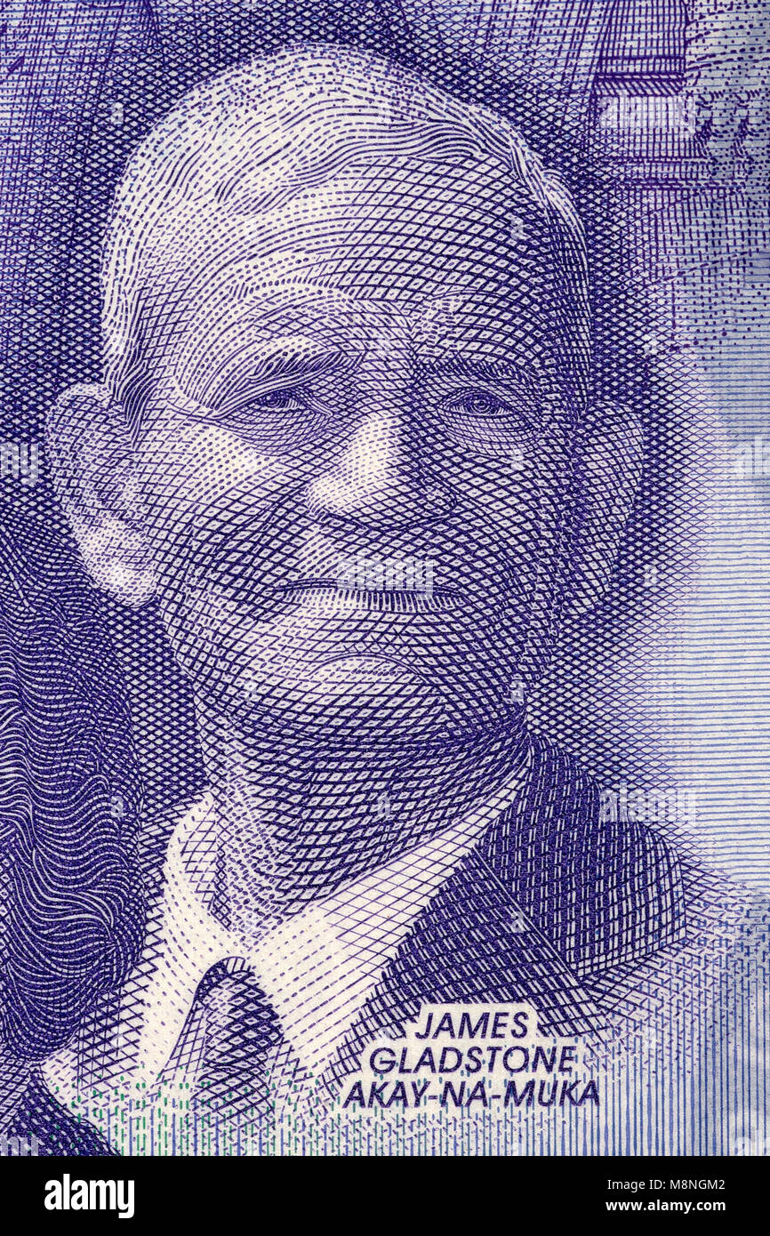 James Gladstone portrait from Canadian money Stock Photo Alamy