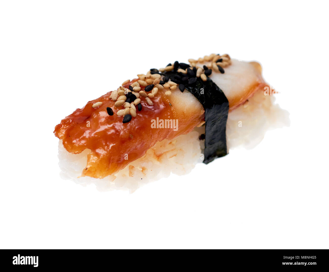Unagi nigiri isolated on a white background. Japanese cuisine Stock Photo