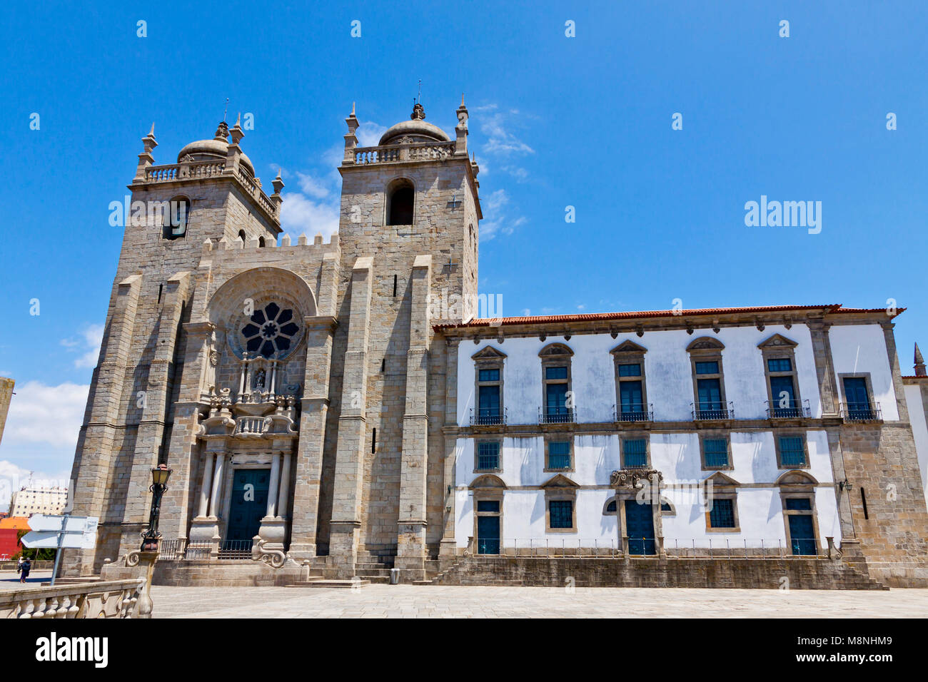 Facade view of Porto Cathedral (Portuguese: Se do Porto) in historic ...