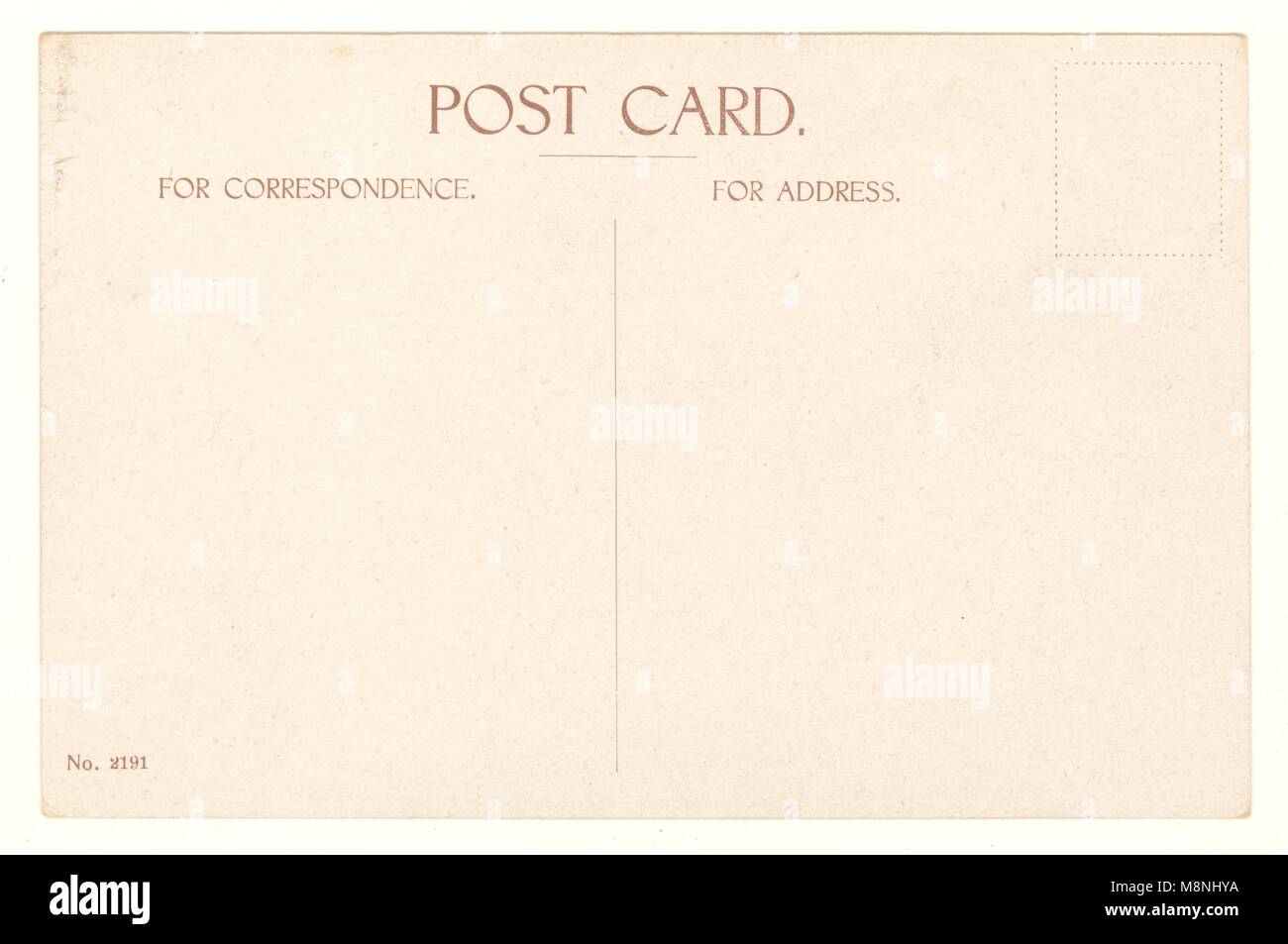 Reverse of WW1 era postcard, U.K Stock Photo