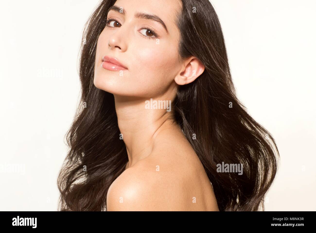 Woman long hair back shot hi-res stock photography and images - Alamy