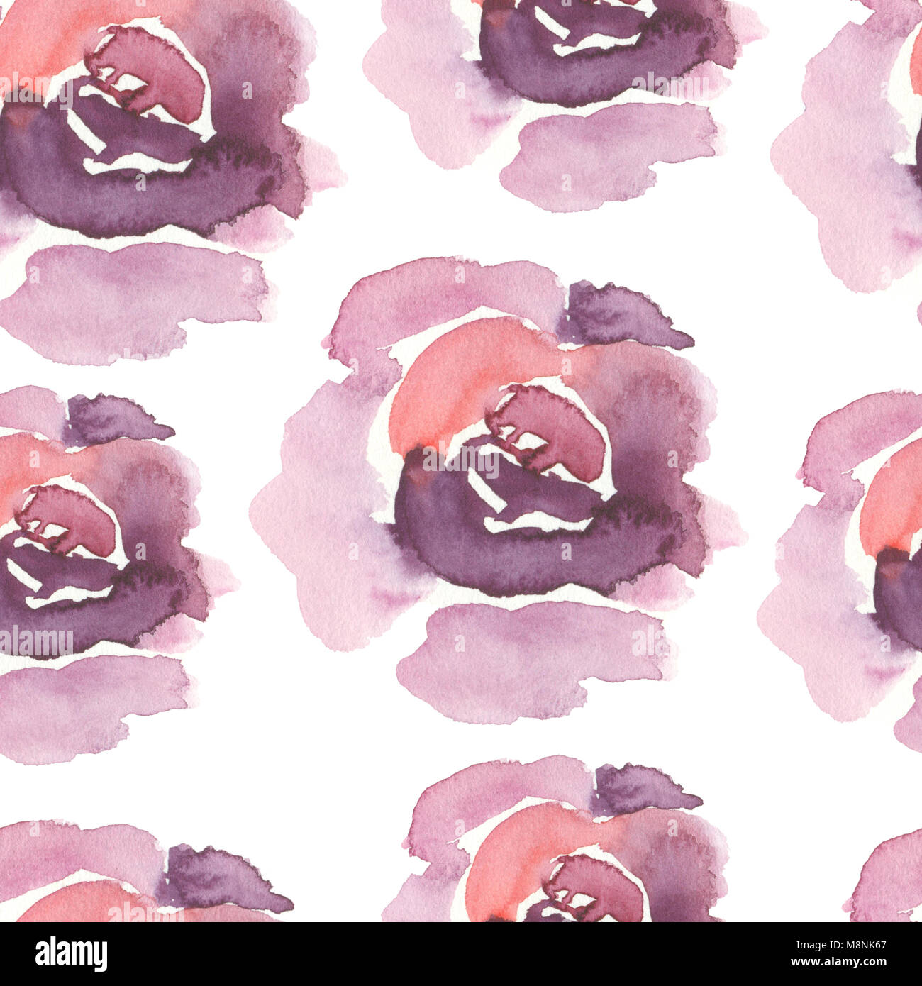 seamless watercolor trending violet rose pattern isolated on white ...