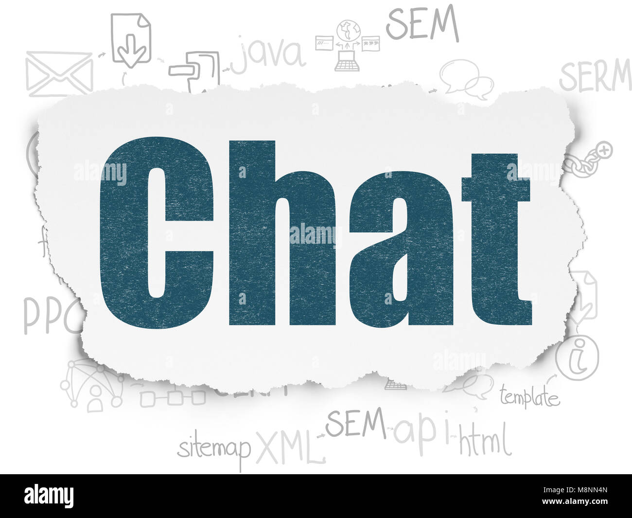 Web development concept: Chat on Torn Paper background Stock Photo