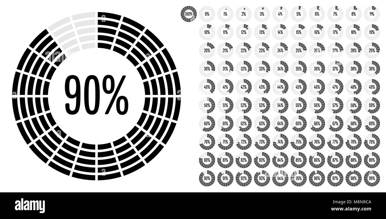 Set of circle percentage diagrams from 0 to 100 ready-to-use for web ...