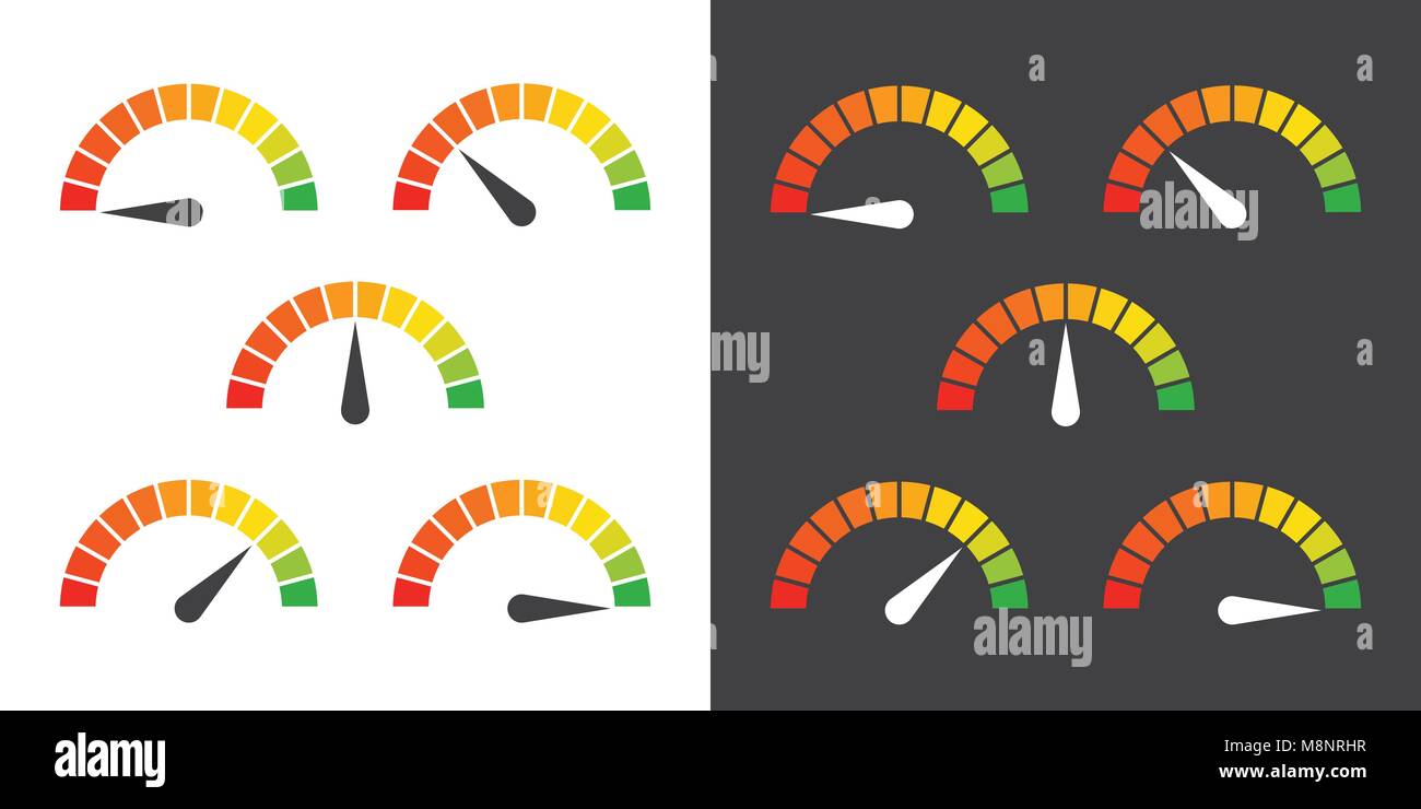 Meter signs infographic gauge element from red to green vector illustration Stock Vector Image