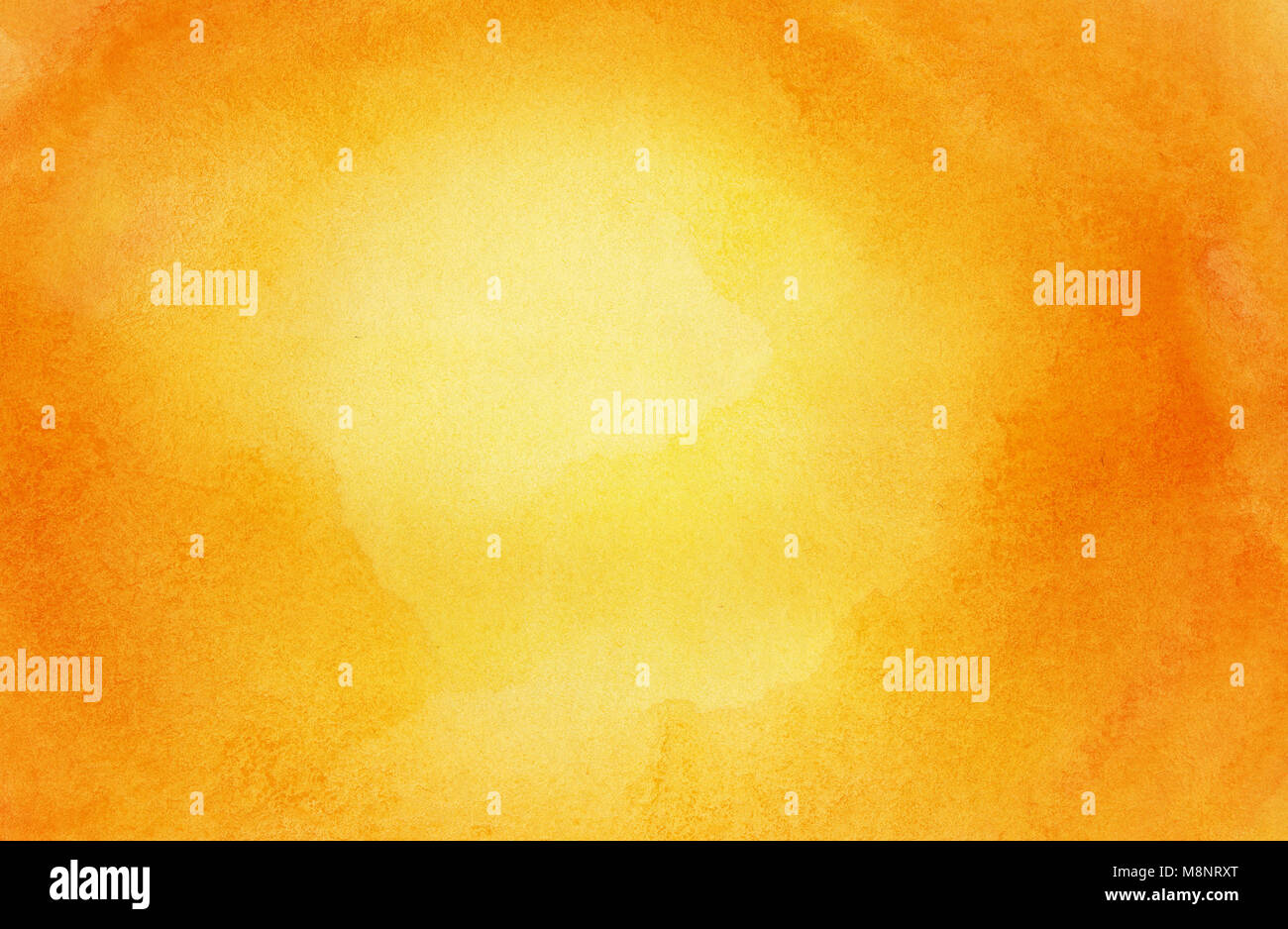 Abstract bright orange sun, watercolor background, painted on watercolor paper Stock Photo
