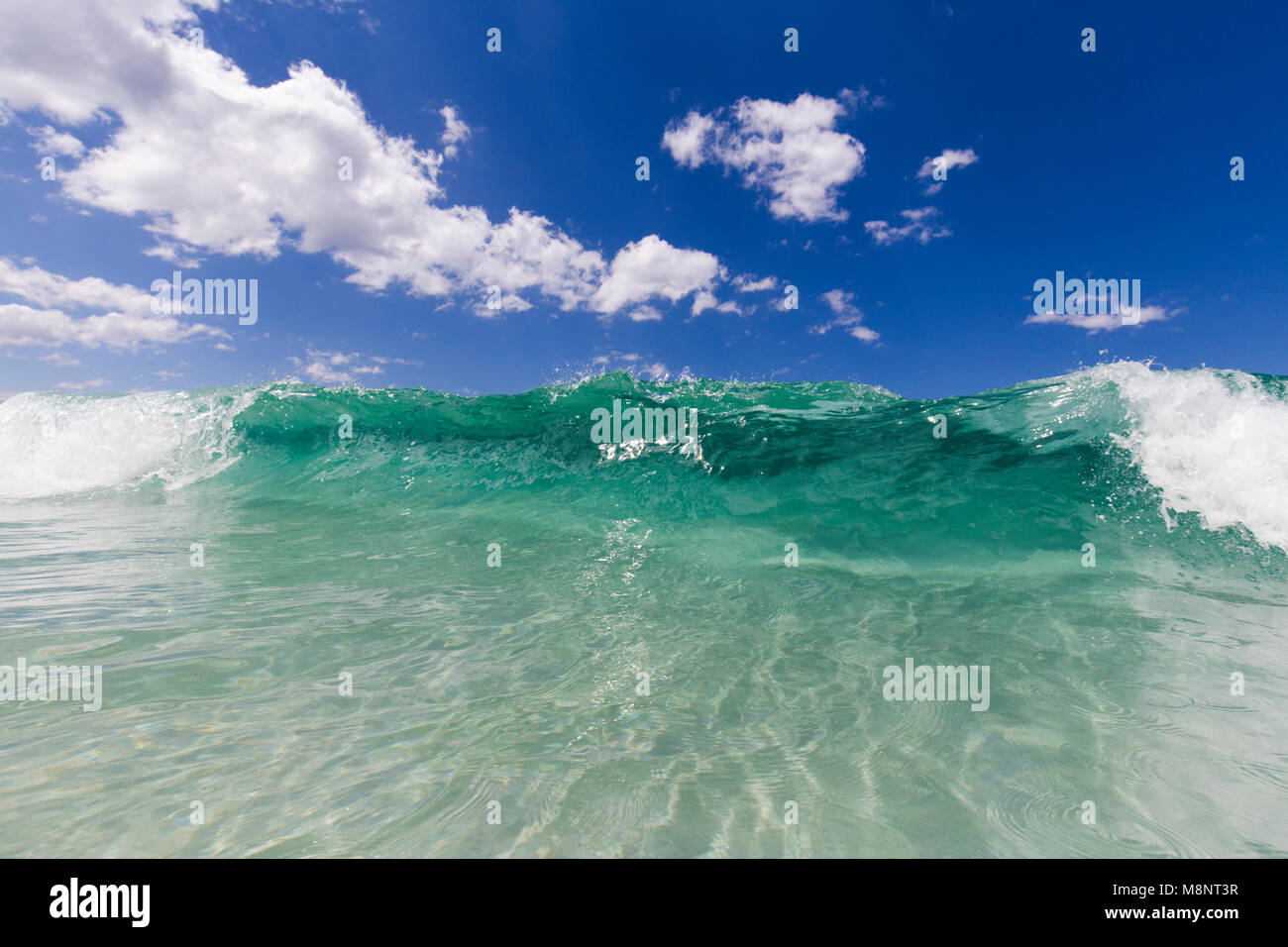 Clear turquoise Ocean water with blue sky Stock Photo - Alamy