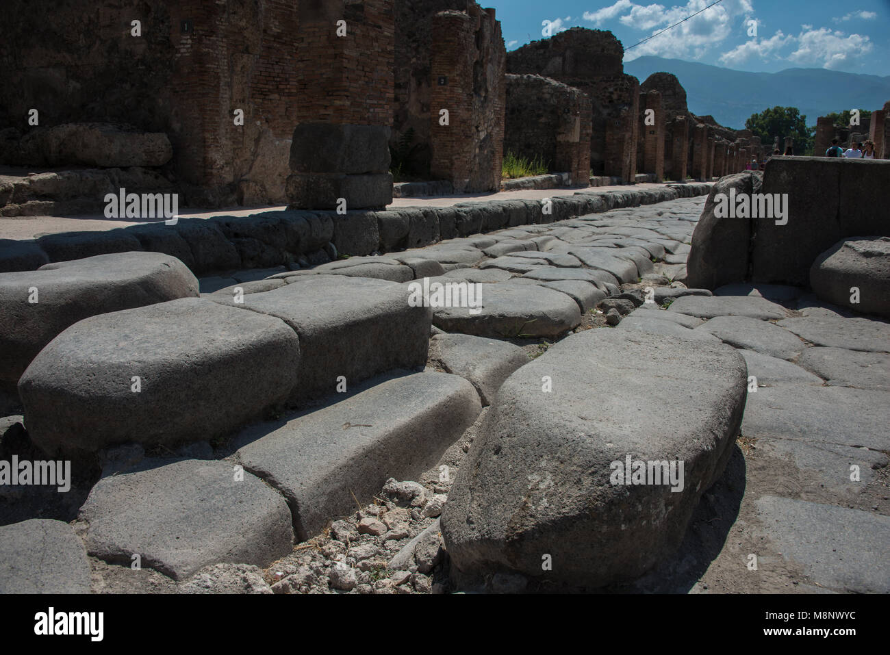 Antike Strasse in Pompeji Stock Photo
