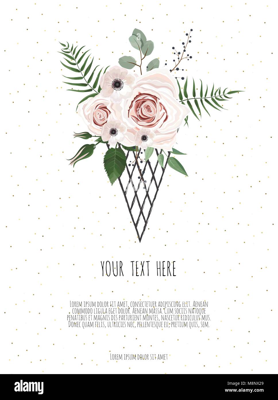 Spring flowers bouquet for vintage card. Vector illustration Stock ...