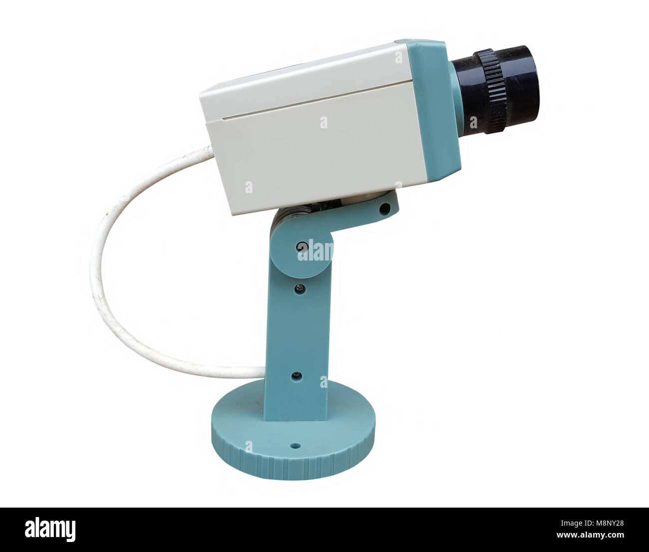 Surveillance camera on blue Cut Out Stock Images & Pictures - Alamy