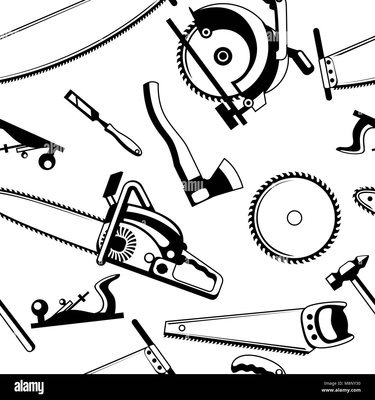 Seamless pattern with equipment and tools for forestry and lumber ...