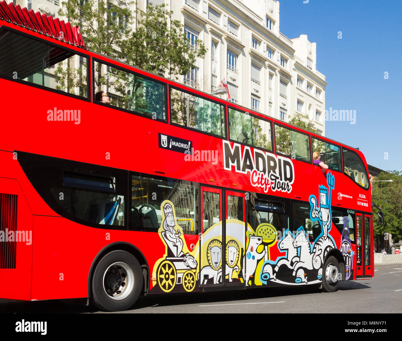 City sightseeing tour bus in Madrid, Spain Stock Photo