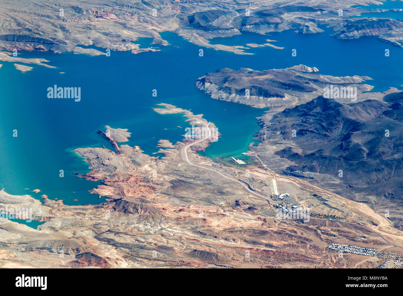 Lake Mead on the Colorado River, about 24 mi from the Las Vegas Strip, southeast of the city of Las Vegas, Nevada, in the states of Nevada and Arizona Stock Photo