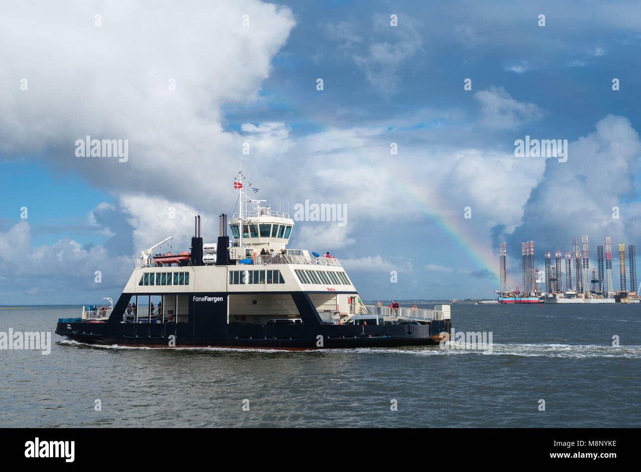 Habour of Esbjerg an the ferry between the island of Fanoe and the city of Esbjerg, North Sea, Jutland, Denmark, Scandinavia Stock Photo