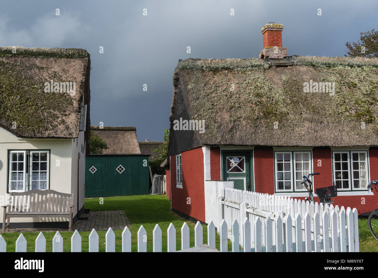 Typical Danish house in Soenderho, island of Fanoe, Jutland, Denmark