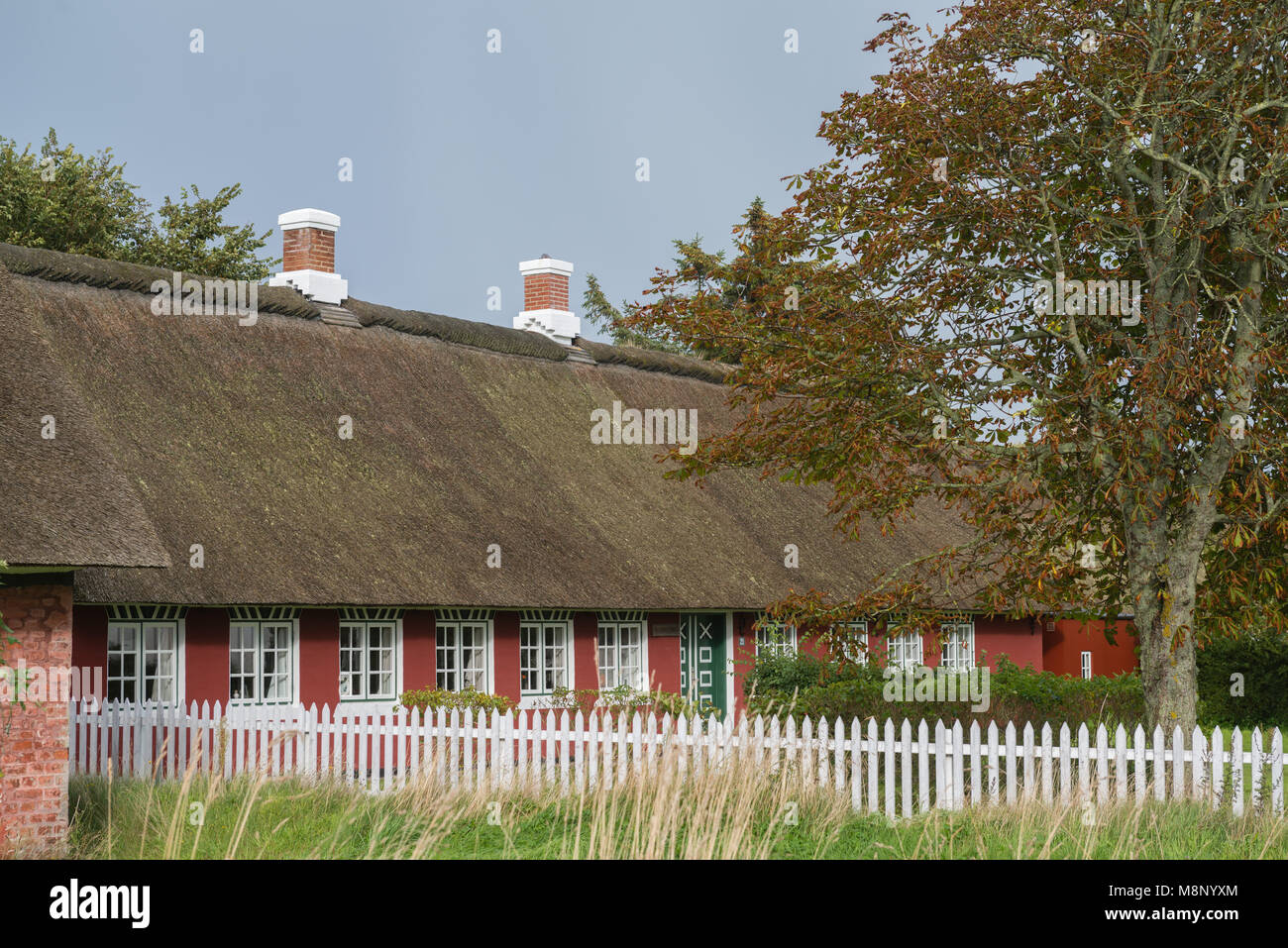 Typical Danish house in Soenderho, island of Fanoe, Jutland, Denmark