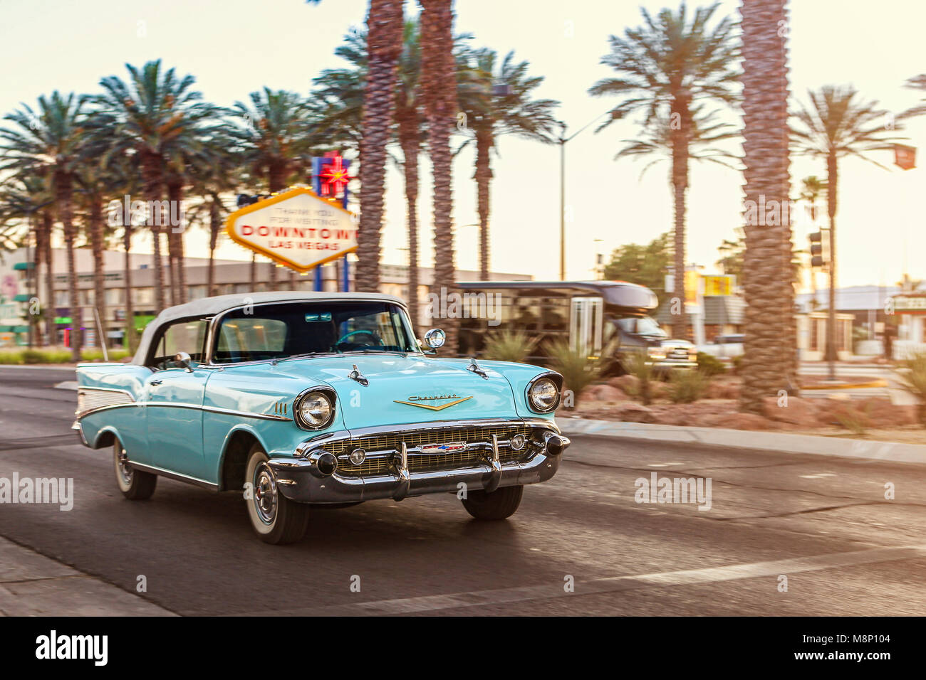 Classic Chevrolet In Downtown Las Vegas Stock Photo Alamy