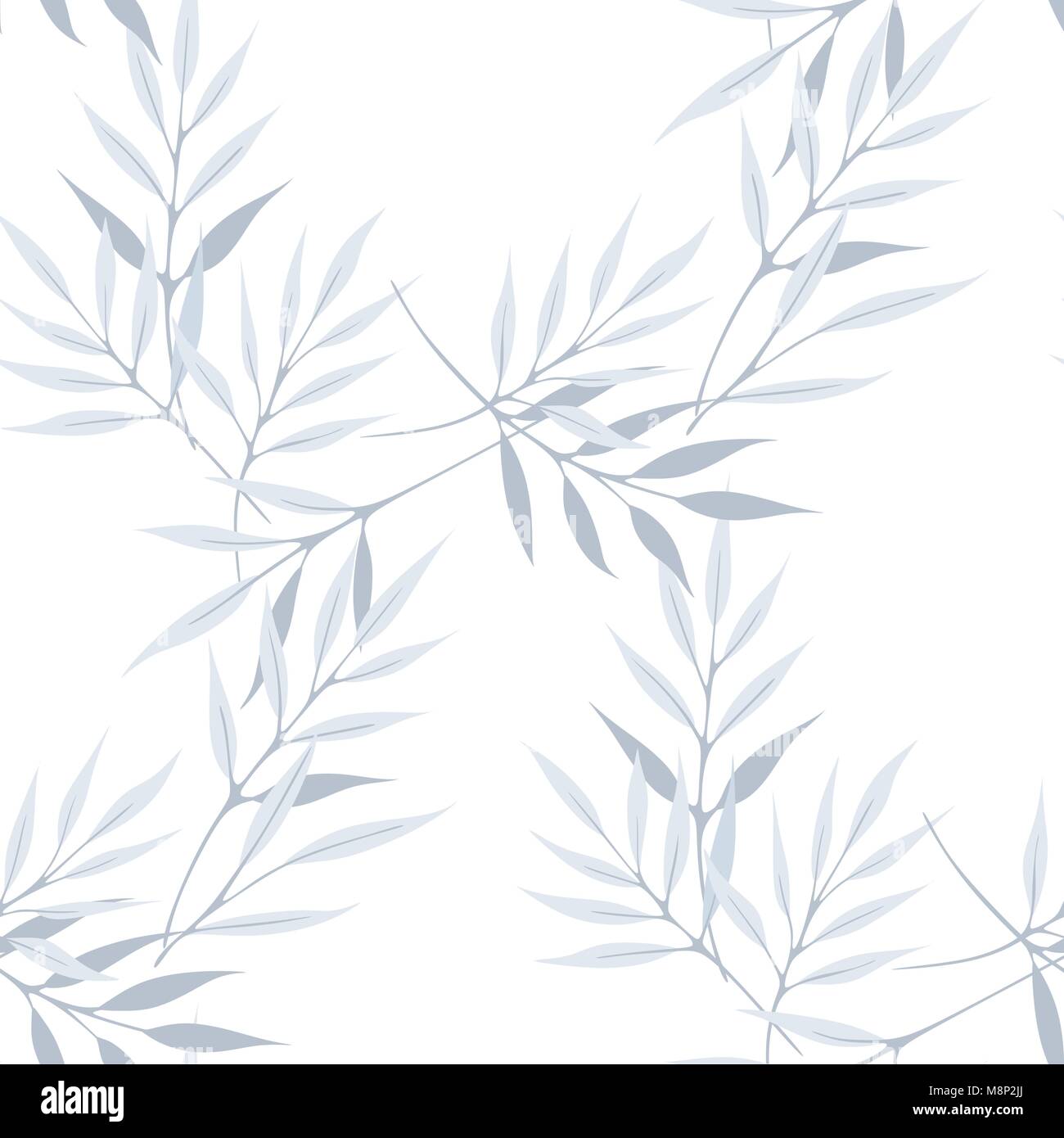 Long leaves vector seamless pattern white texture modern background ...