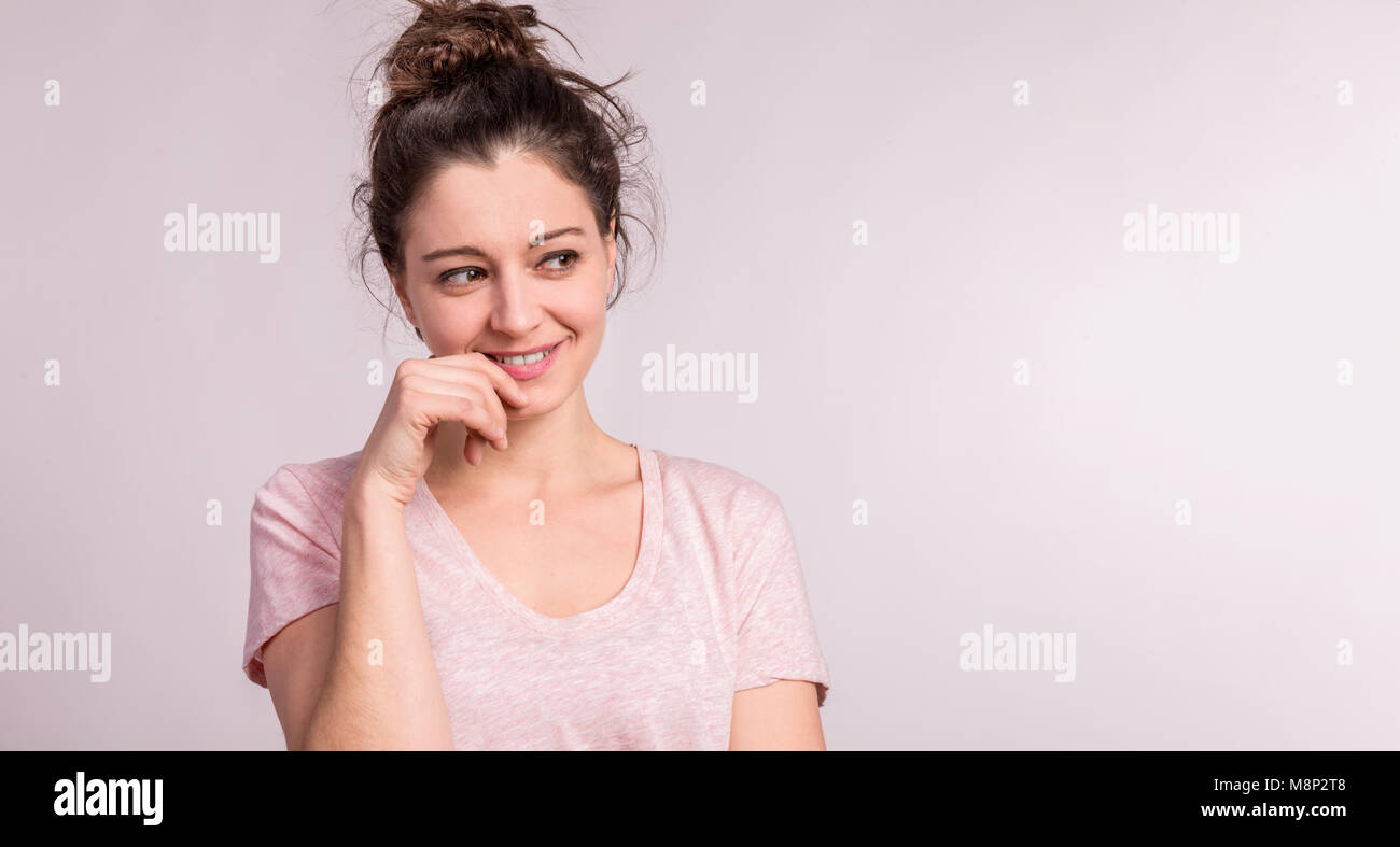 Portrait of a young beautiful woman in studio Stock Photo - Alamy