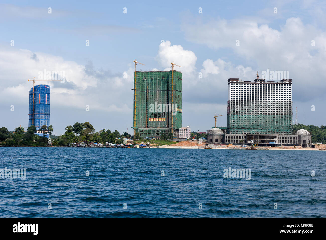Sihanoukville, Cambodia - 25 January 2018: Modern high-rise buildings under construction at Sihanoukville on Cambodia Stock Photo