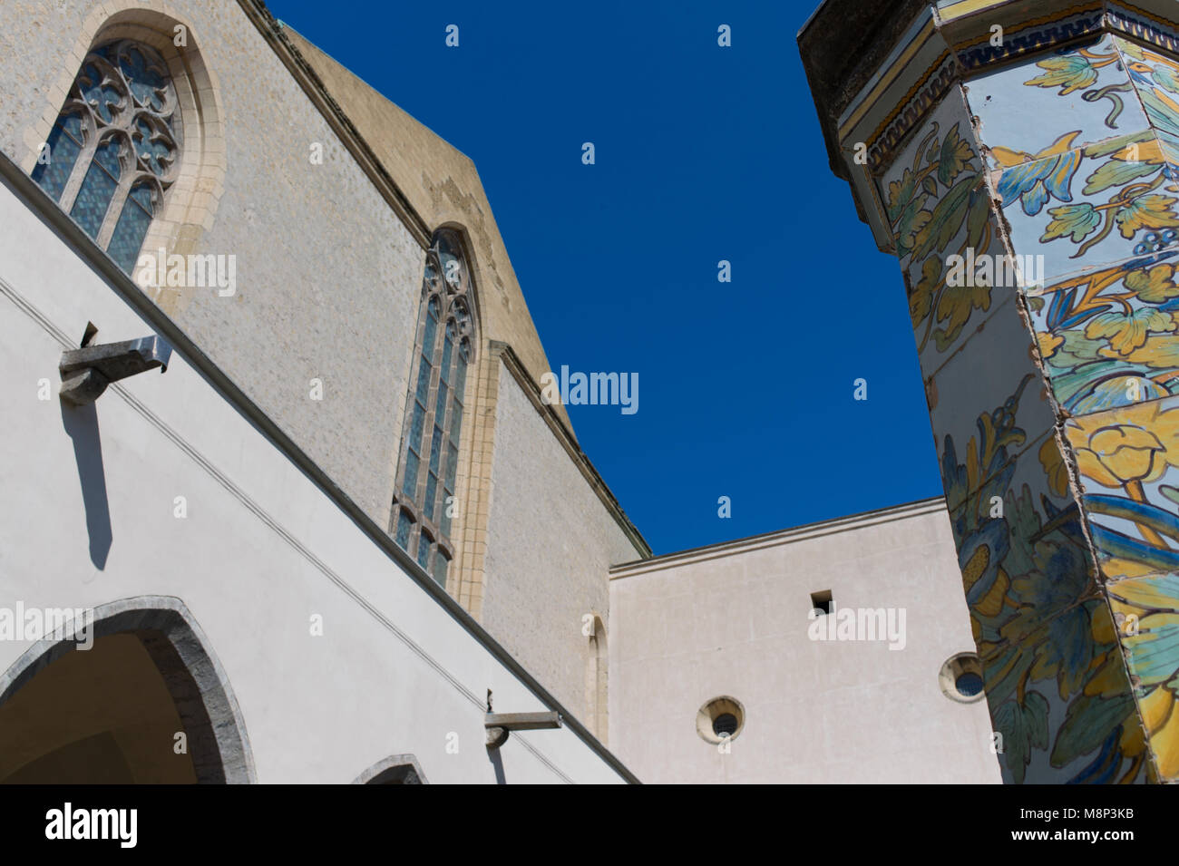 Cloister of St. Chiara church and monastery, Naples, Italy Stock Photo
