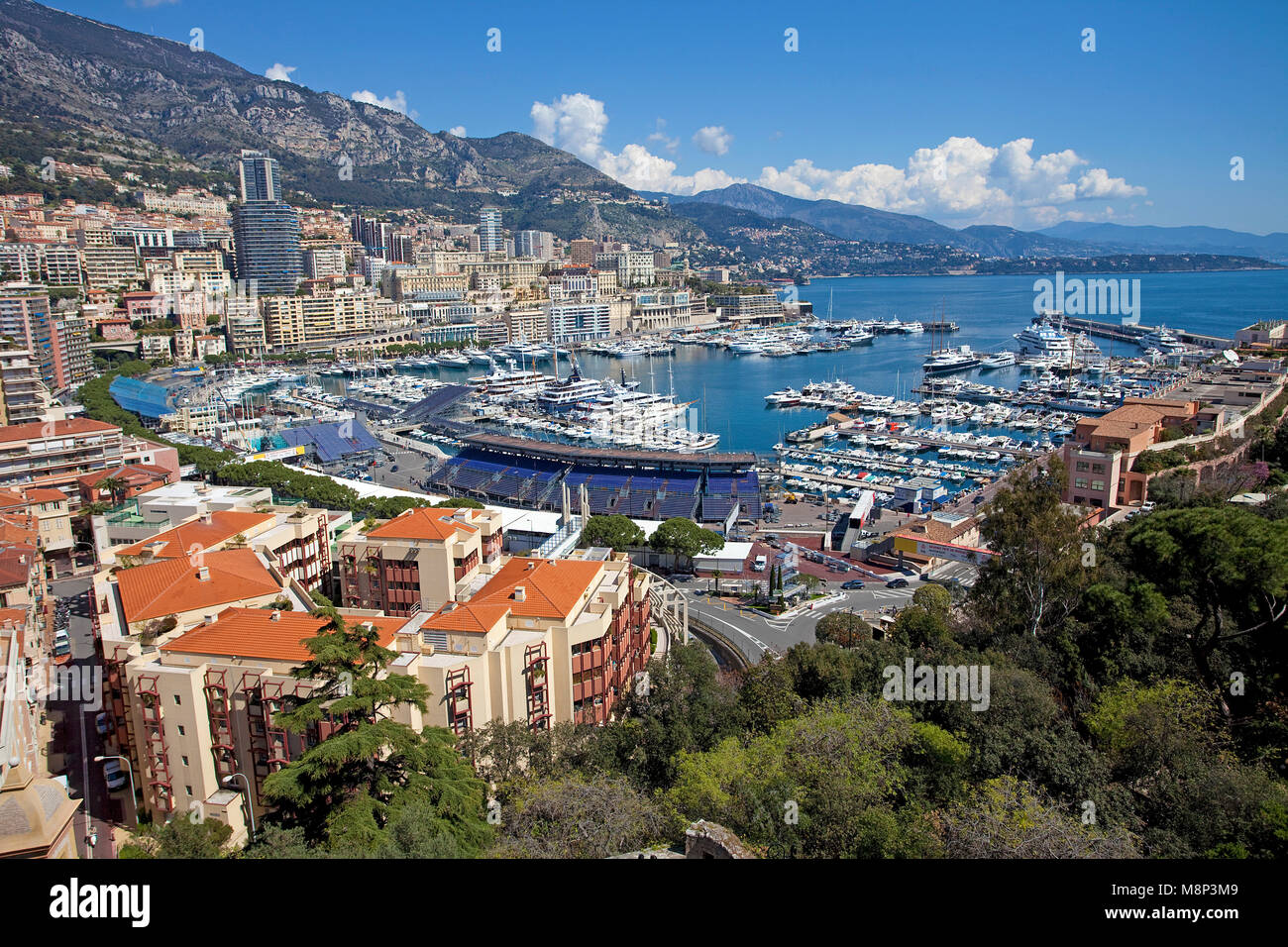 Yachts at Marina of Monaco, Principality of Monaco, Côte d'Azur, french riviera, Europe Stock Photo