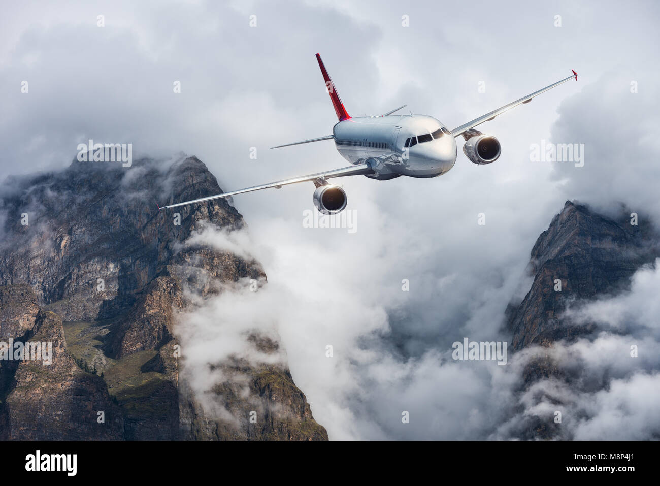 Airplane flying above forest hi-res stock photography and images - Alamy