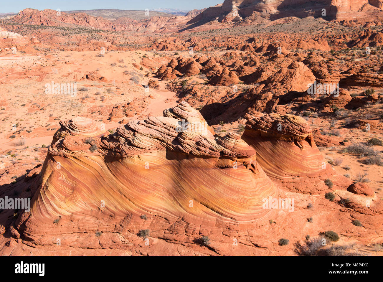 Rock formations in Coyote Buttes part of the Vermilion Cliffs National Monument in Arizona. Stock Photo