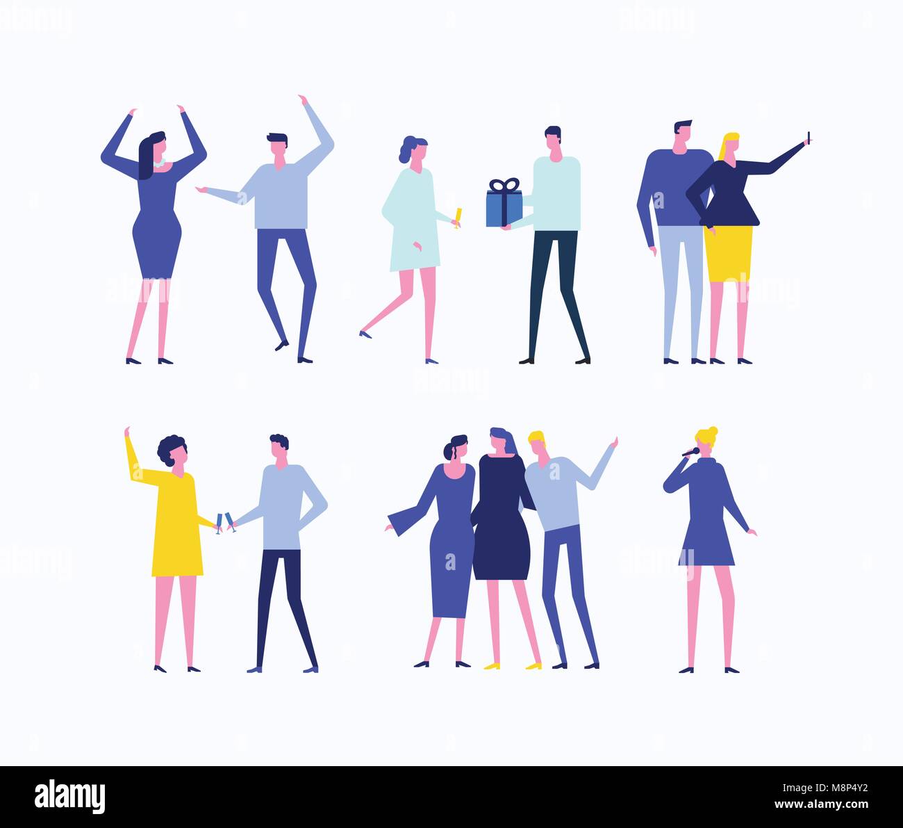 Party - flat design style set of isolated characters Stock Vector Image ...