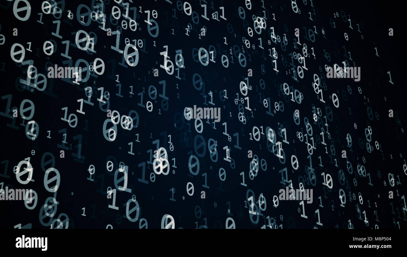Cloud computing conception, 3D illustration with binary code IT symbol ...