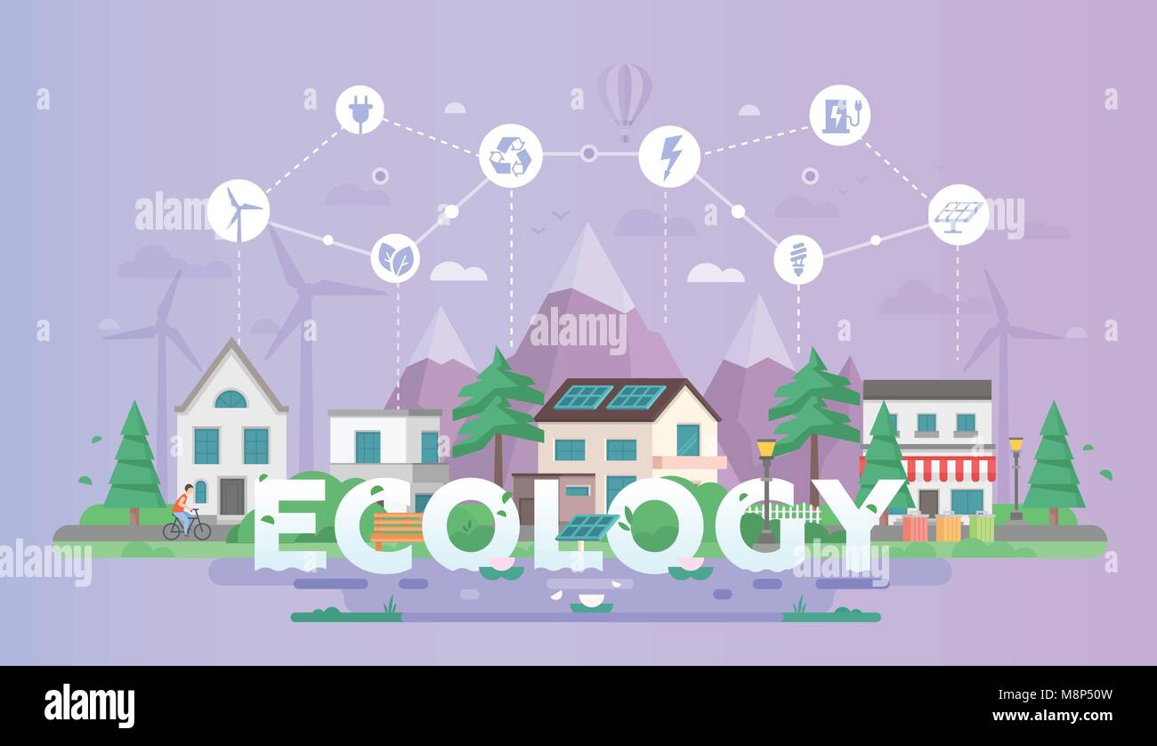 Eco-friendly town - modern flat design style vector illustration Stock ...