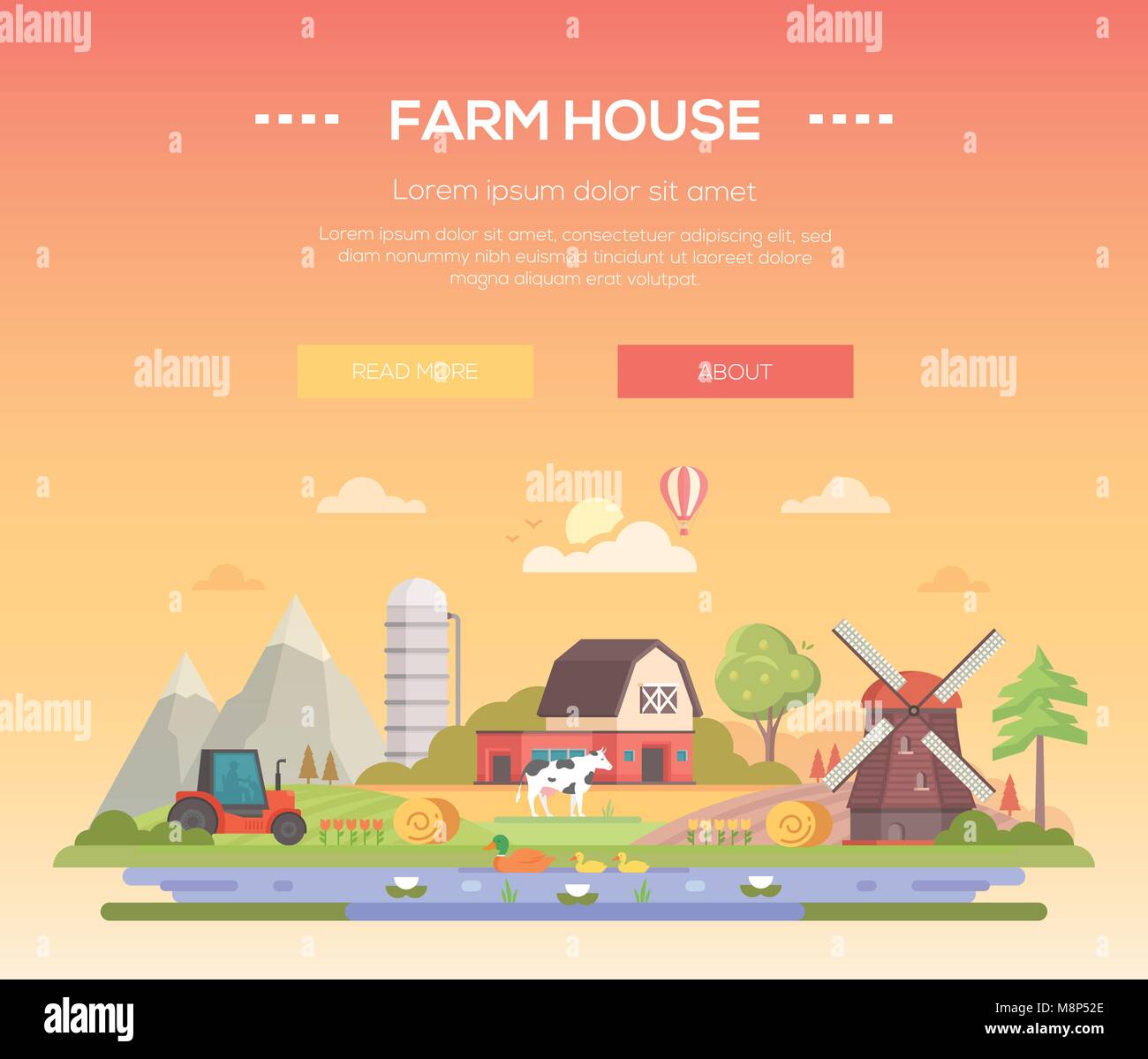 Farm house - modern flat design style vector illustration Stock Vector ...