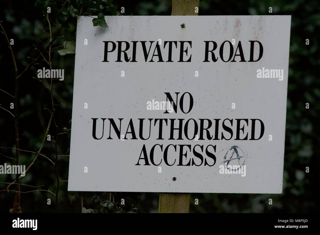 Private Road Sign. No Unauthorised Access. Stock Photo