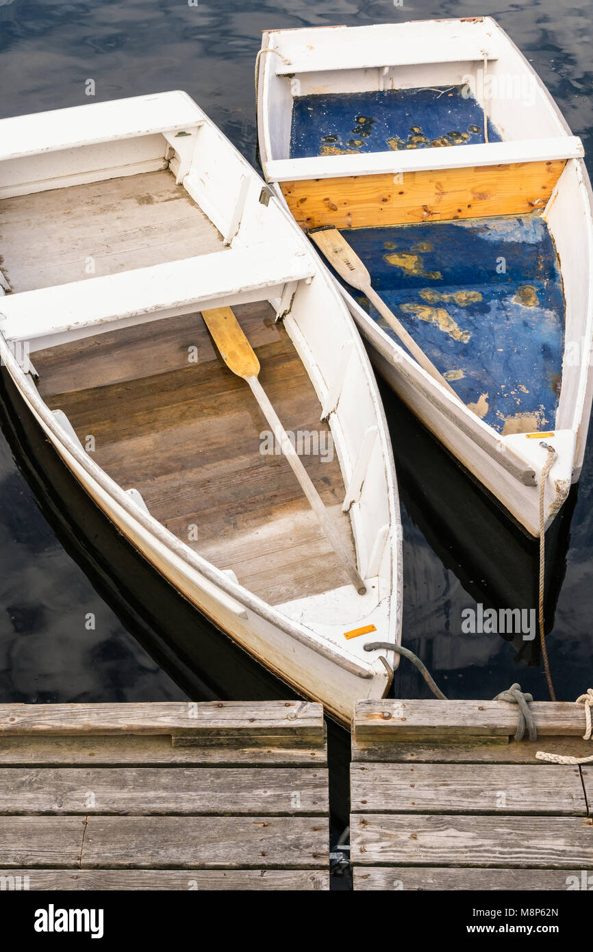 Wooden Row Boats in Perkins Cove, Ogunquit, Maine Stock Photo