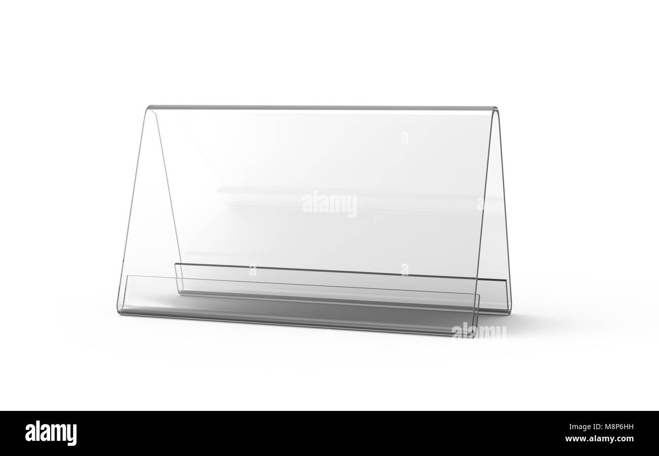 Display stand or acrylic table tent, 3d render transparent stand Stock Photo