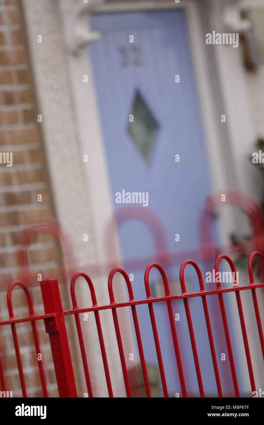 Railings and blue door Stock Photo Alamy