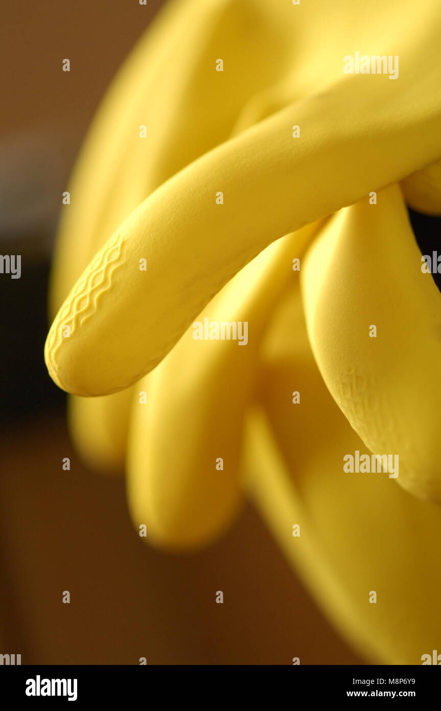 Pair of yellow marigold rubber gloves Stock Photo Alamy