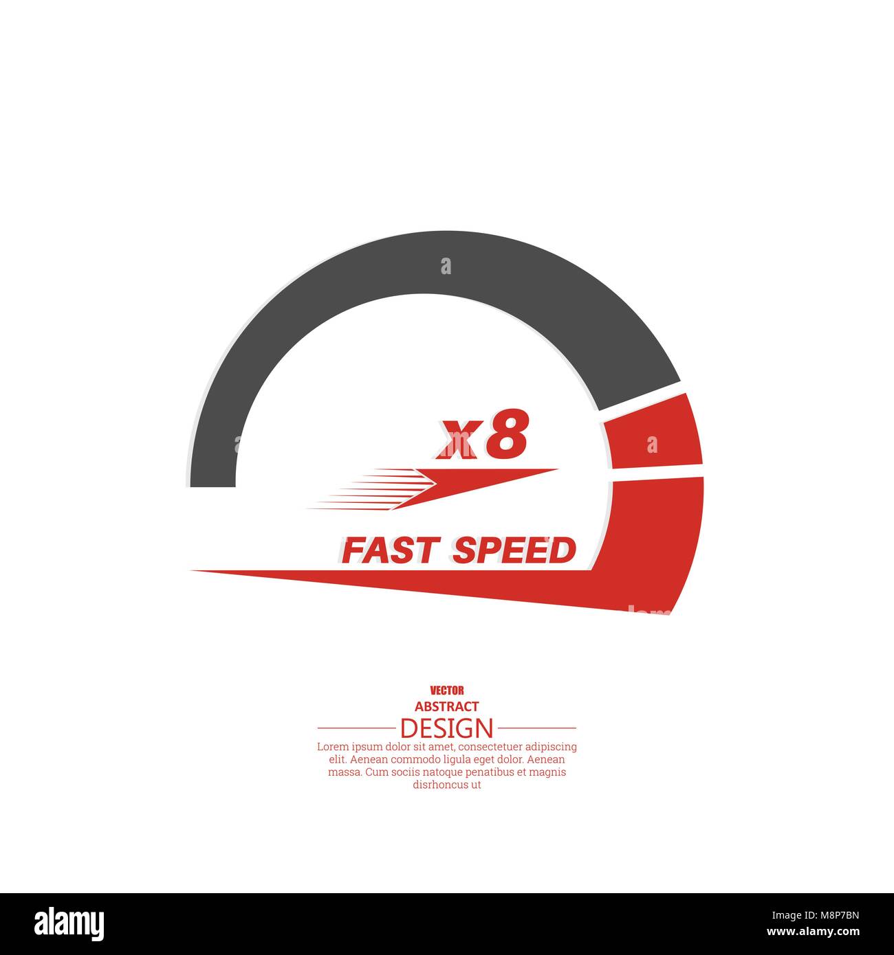 Vector speedometer scale. Concept of speed and acceleration. Vector element of graphic design Stock Vector