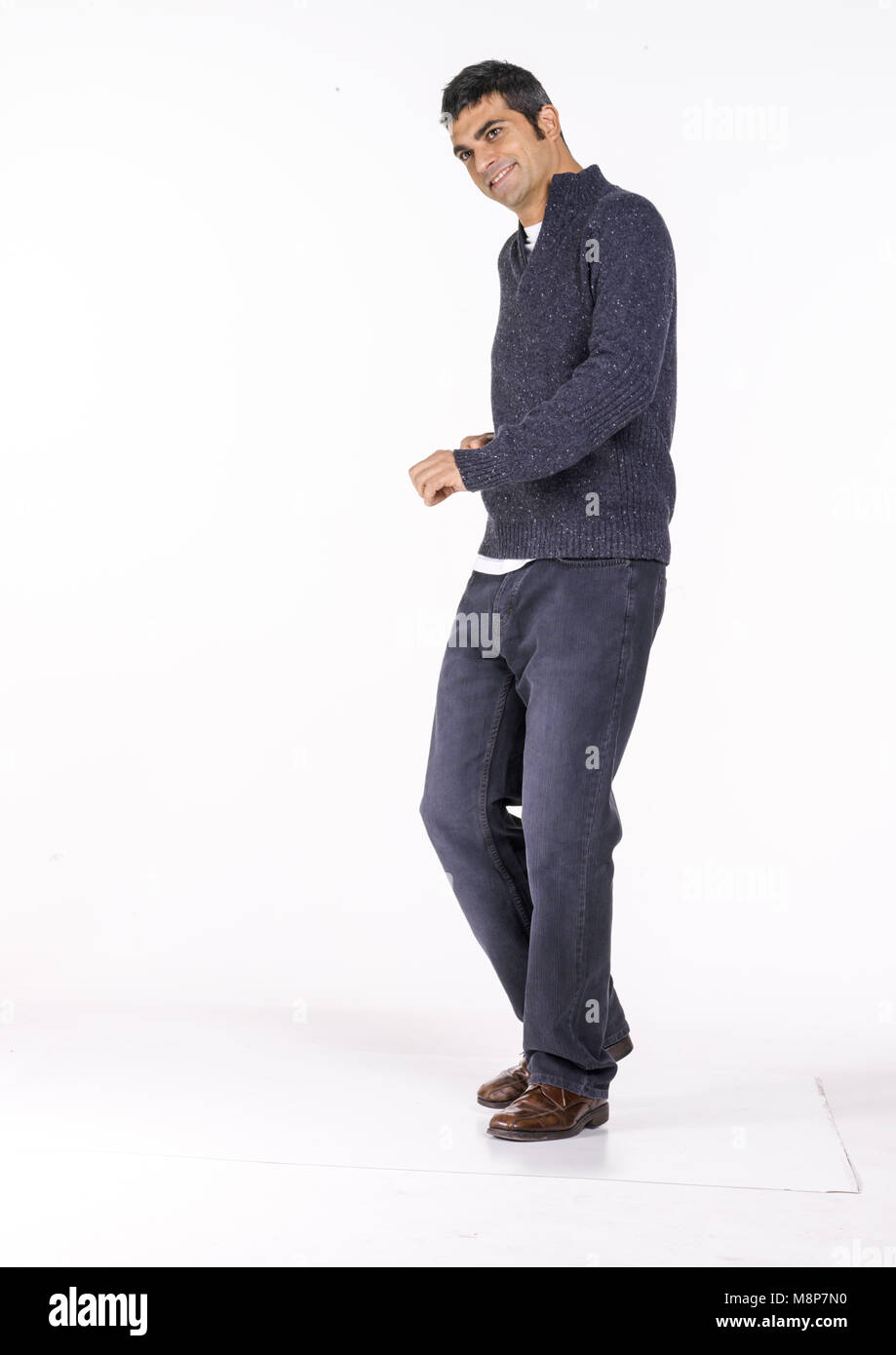 Studio portrait of middle aged white male in his early forties against