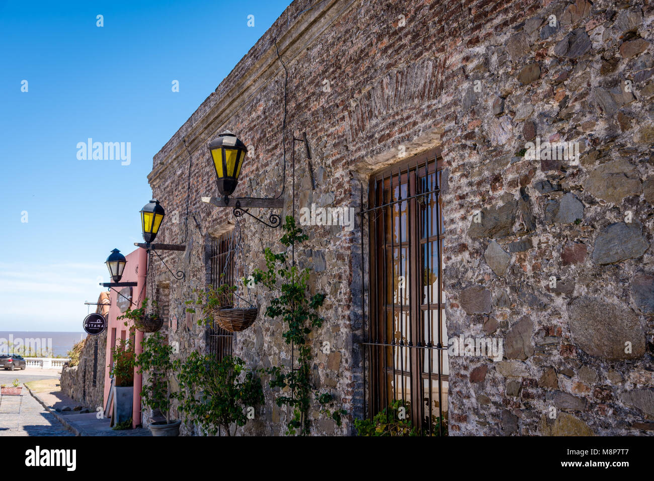 Lamps of Colonia, Uruguay Stock Photo