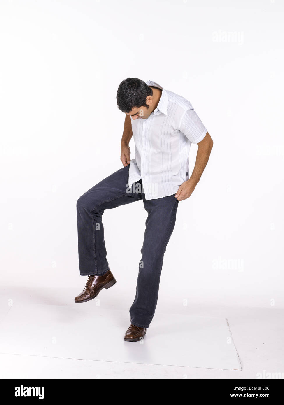 Studio portrait of middle aged white male in his early forties against